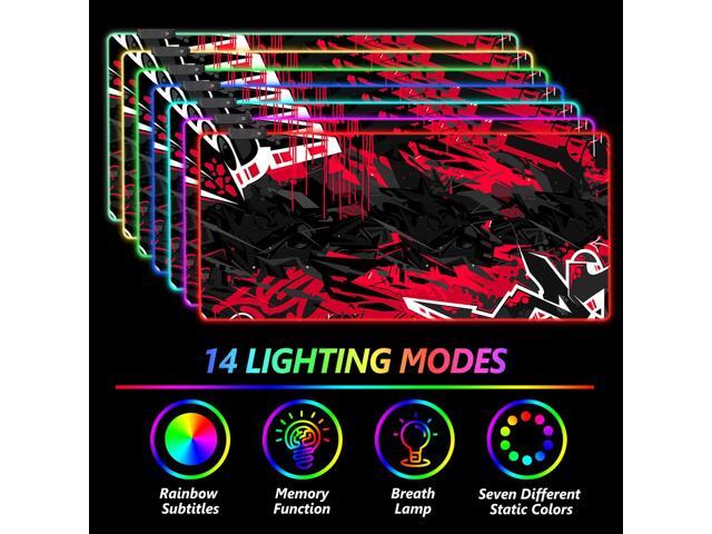 KEHIPI Large RGB Gaming Mouse Pad, Keyboard Mousepad Led Extended 35.4 x 15.8 inch Non-Slip Rubber Base with 14 Lighting Modes, Big Desk Mat...