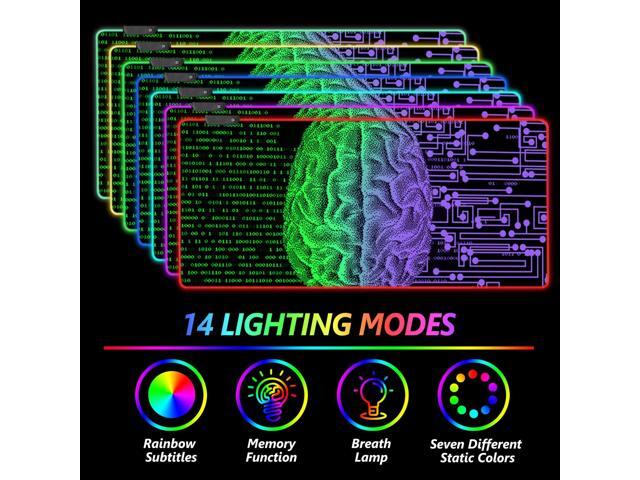 KEHIPI Large Gaming Mouse Pad RGB, Keyboard Led Mousepad Extended 35.4 x 15.8 inch Non-Slip Rubber Base with 14 Lighting Modes, Big Desk Mat...