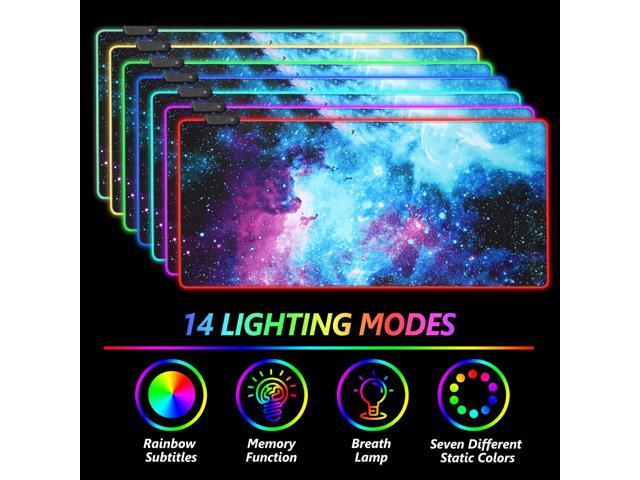 KEHIPI RGB Gaming Mouse Pad Extended, Large Led Mousepads Non-Slip Rubber Base with 14 Lighting Modes, Computer Keyboard Mat Soft Desk pad...