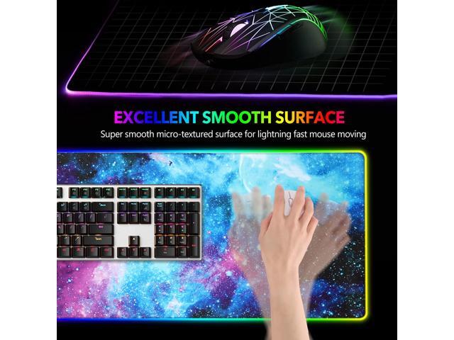KEHIPI RGB Gaming Mouse Pad Extended, Large Led Mousepads Non-Slip Rubber Base with 14 Lighting Modes, Computer Keyboard Mat Soft Desk pad...