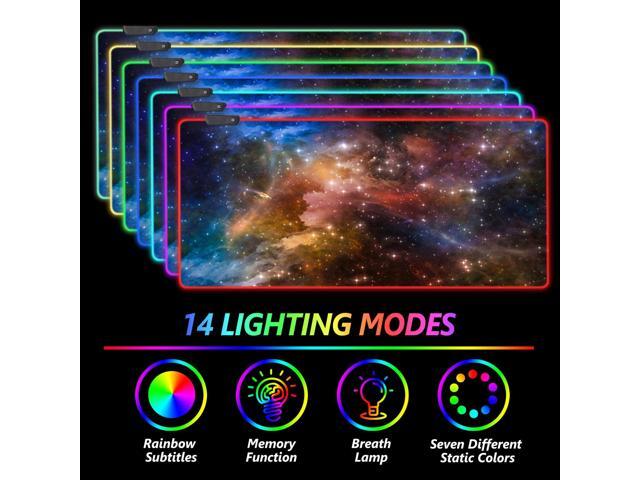 KEHIPI Large Gaming Mouse Pad RGB, Keyboard Led Mousepad Extended 35.4 x 15.8 inch Non-Slip Rubber Base with 14 Lighting Modes Desk Mat, Colorful...