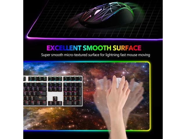 KEHIPI Large Gaming Mouse Pad RGB, Keyboard Led Mousepad Extended 35.4 x 15.8 inch Non-Slip Rubber Base with 14 Lighting Modes Desk Mat, Colorful...