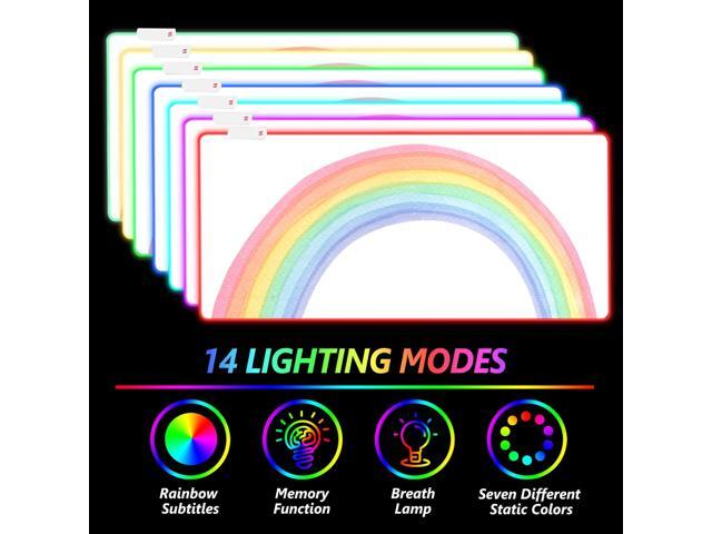 KEHIPI RGB Gaming Mouse Pad Large, Keyboard Mousepad Led Extended 35.4 x 15.8 inch Non-Slip Rubber Base with 14 Lighting Modes, Big Desk Mat...