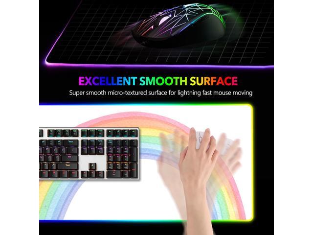 KEHIPI RGB Gaming Mouse Pad Large, Keyboard Mousepad Led Extended 35.4 x 15.8 inch Non-Slip Rubber Base with 14 Lighting Modes, Big Desk Mat...