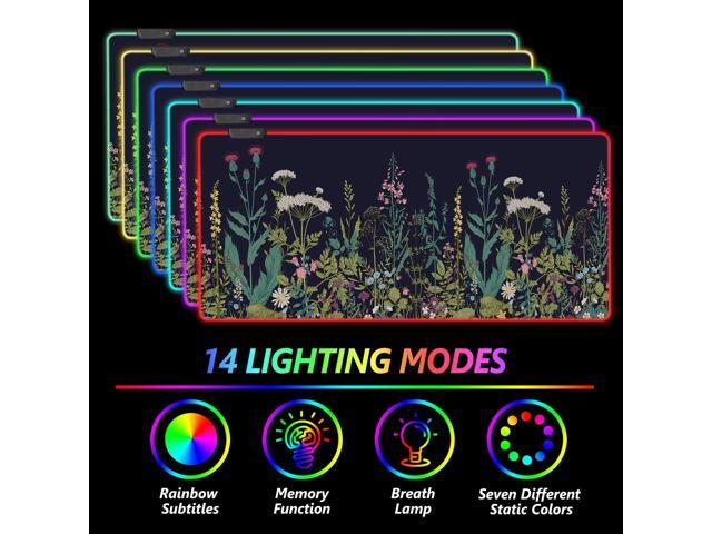 KEHIPI RGB Gaming Mouse Pad Large, Keyboard Led Mousepad Extended 35.4 x 15.8 inch Non-Slip Rubber Base with 14 Lighting Modes, Big Desk Mat...