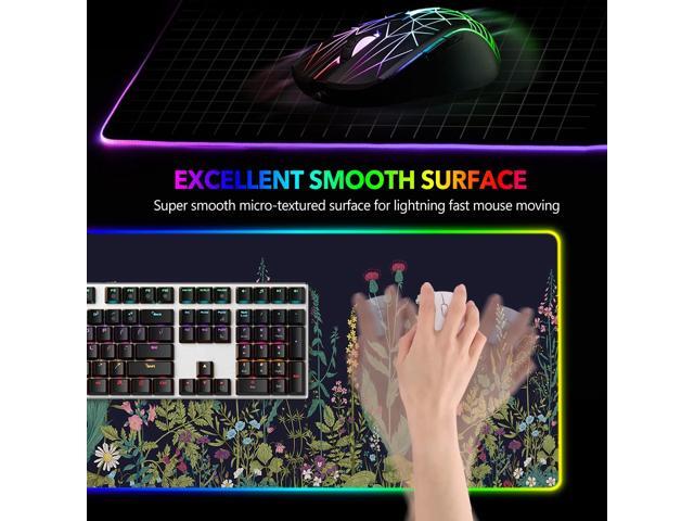 KEHIPI RGB Gaming Mouse Pad Large, Keyboard Led Mousepad Extended 35.4 x 15.8 inch Non-Slip Rubber Base with 14 Lighting Modes, Big Desk Mat...