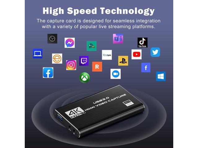 KEHIPI Capture Card, 4K HDMI Audio Capture Card Video Recorder with Mic and HDMI Loop-Out for Gaming/Live Streaming/Conference, Works for Nintendo...