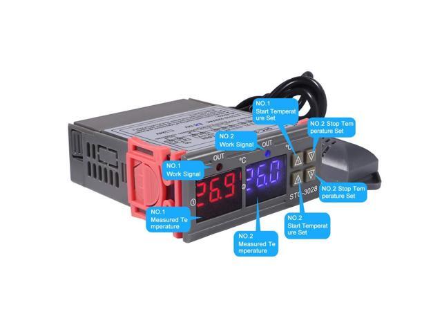 KEHIPI STC-3028 DC 12V Digital Display Thermostat Temperature Controller Adjustable Thermostat Controller with SHT20 Waterproof Sensor