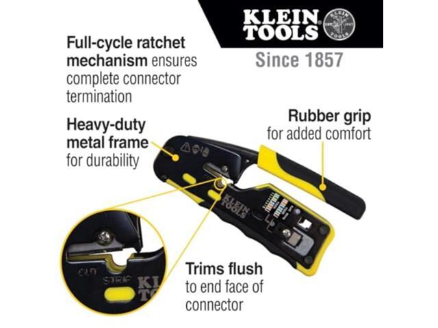 KEHIPI VDV226-110 Ratcheting Modular Data Cable Crimper / Wire Stripper / Wire Cutter for RJ11/RJ12 Standard, RJ45 Pass-Thru Connectors
