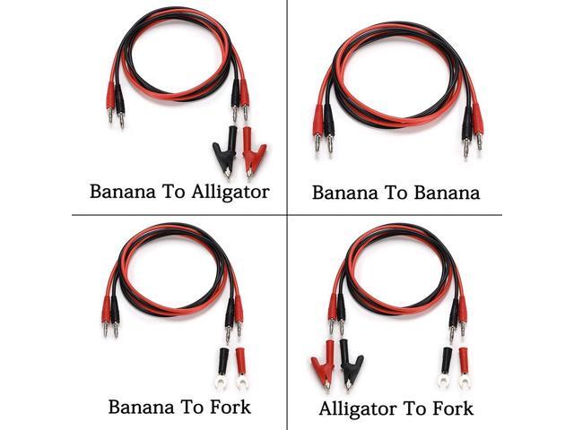 KEHIPI 4 in 1 Banana Plug Alligator Clip Pure Copper Fork Test Lead, 3.3 ft Multimeter Flexible Test Lead Wire Cable with Protective Jack Copper...