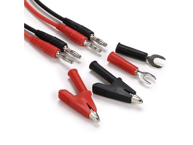 KEHIPI 4 in 1 Banana Plug Alligator Clip Pure Copper Fork Test Lead, 3.3 ft Multimeter Flexible Test Lead Wire Cable with Protective Jack Copper...