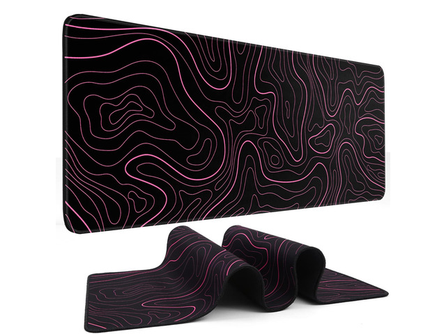 Gaming Mouse Pad, Black with Red Topographic Line, 31.5x11.8in XL Mouse mat, Smooth surface, Anti-slip rubber base, For keyboard and mouse, For...