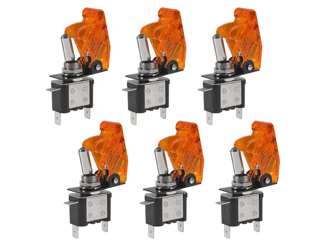 KEHIPI 6PCS 12V LED Toggle Switch Heavy Duty 20A SPST ON Off 3 Pin Rocker for Automotive Cars Trucks Boats Racking-Yellow
