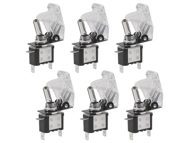 KEHIPI 6PCS12V LED Toggle Switch Heavy Duty 20A SPST ON Off 3 Pin Rocker with Waterproof Safety Cover for Automotive Cars Trucks Boats