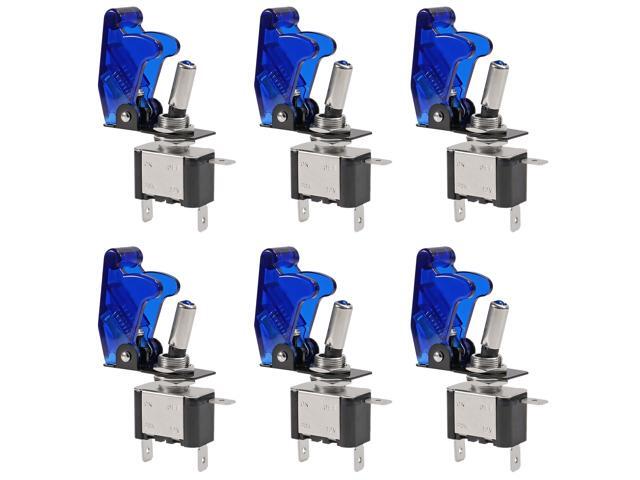KEHIPI 6 Pack 12V Blue LED Illuminated Toggle Switch with Safety Cover Guard 3 Pin ON Off Covered Lighted Toggle Switch Rocker Heavy Duty 20 AMP...