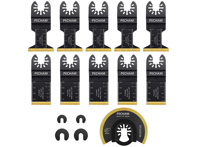 11PCS Titanium Oscillating Tool Blades, Universal Oscillating Multitool Blades Metal Cutting Quick Release for Hard Material Metal Nails Wood...