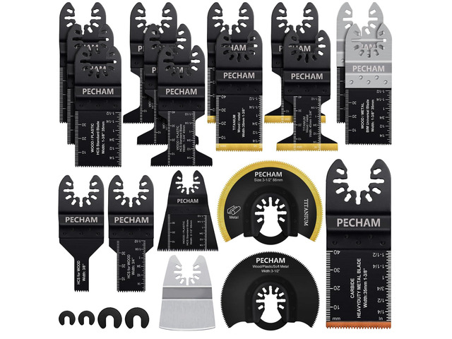 23PCS Titanium & Carbide Multitool Blades Oscillating Tool Saw Blades Heavy Duty for Hard Material, Metal/Steel Nails/Bolts/Screws Fit Most...