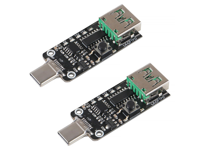 KEHIPI 2PACK USB-C PD QC DC 5V 9V 12V 15V 20V Adjustable Voltage Power Trigger Module 5A Type-C Male USB Port Input
