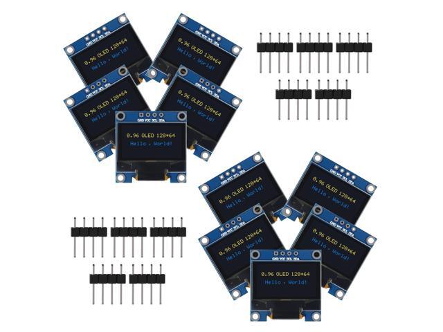 KEHIPI 10 PCS 0.96 inch 12864 128X64 OLED LCD Display Board Module I2C IIC SSD1306 Driver 4 Pins Compatibile with Raspberry Pi (Blue and Yellow)
