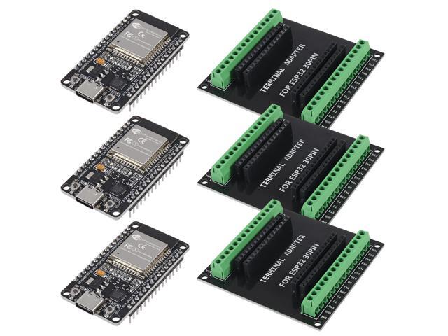 KEHIPI 3 Sets 30PIN ESP32 ESP-32S Type-C USB CP2102 Development Board + ESP32 Breakout Board Shield GPIO 1 into 2 Board 2.4GHz WiFi Bluetooth Dual...