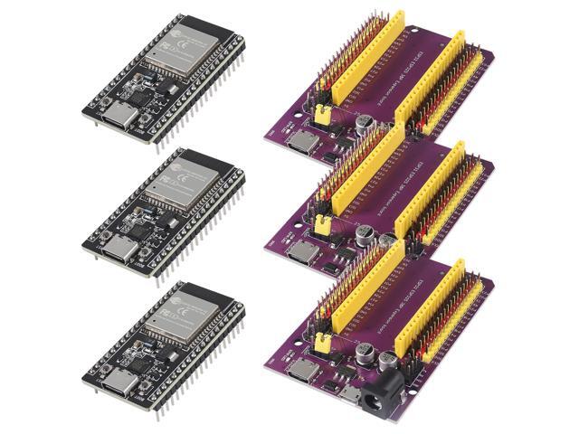 KEHIPI 3 Sets ESP-WROOM-32 ESP32 ESP-32S 38Pin Development Board Type C Interface ESP-WROOM-32 with ESP32 Breakout Board Shield Terminal Adapter...