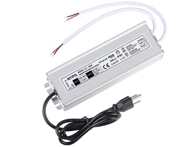 KEHIPI LED Driver 150 Watts Waterproof IP67 Power Supply Transformer Adapter 85V-265V AC to 12V DC Low Voltage Output with 3-Prong Plug 3.3 Feet...