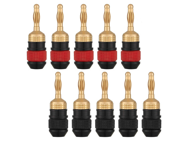 KEHIPI WG-008 24K Gold Safety Connector Banana Plugs (5 Pairs (10 plugs))