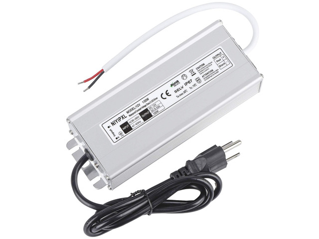 KEHIPI LED Driver 100 Watts Waterproof IP67 Power Supply Transformer Adapter 85V-265V AC to 12V DC Low Voltage Output with 3-Prong Plug 3.3 Feet...