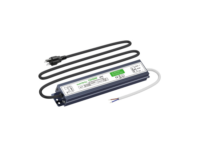 KEHIPI LED Driver 60 Watts Waterproof IP67 Ultra Thin 0.87in 12V 5A DC Output Low Voltage Transformer Outdoor Power Supply Adapter for LED...