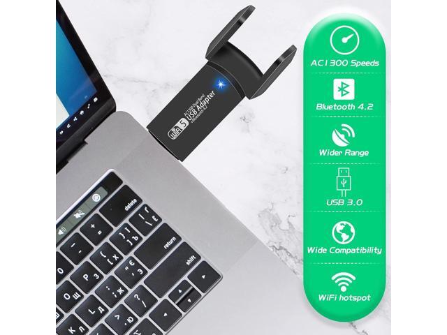 KEHIPI USB WiFi Bluetooth Adapter, 1300Mbps Dual Band 2.4/5Ghz Wireless Network External Receiver, Mini WiFi Dongle for PC/Laptop/Desktop