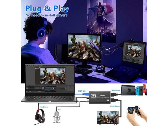 4K Audio Video Capture Card, KEHIPI USB 3.0 HDMI Video Capture Device, Full HD 1080P for Game Recording, Live Streaming Broadcasting
