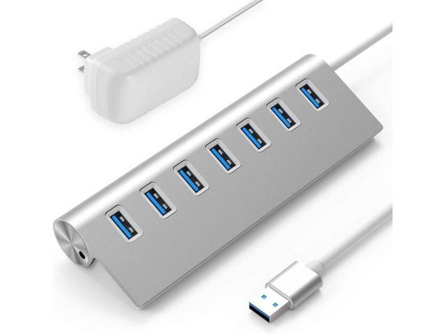 USB 3.0 Hub 7 Ports,KEHIPI Aluminum USB Hub 3.0 with 5V/4A 20W Power Adapter and 4.9Ft USB Cable, USB Hub for MacBook, Mac Pro, Mac Mini, Laptop,...