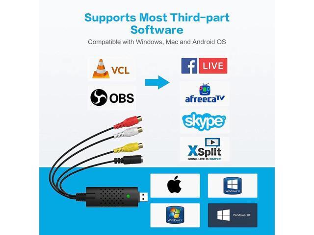 KEHIPI USB 2.0 Audio/Video Converter - Digitize and Edit Video from Any Analog Source Including VCR, VHS, DVD