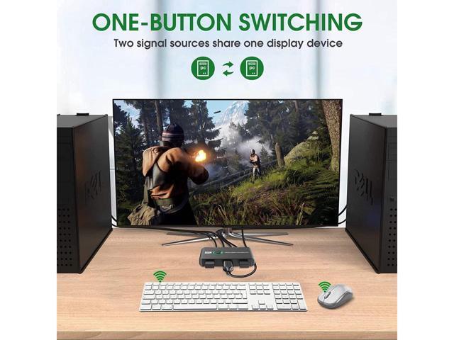 4K KVM Switch HDMI 2 Port Box,KEHIPI USB HDMI Switches for 2 Computers Share Keyboard Mouse Printer and one HD Monitor, Support 4K@60Hz, with 2 USB...