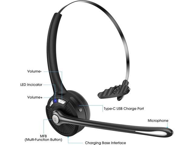 Bluetooth Headset with Microphone,KEHIPI Noise Canceling Wireless On Ear Headphones, Bluetooth Headphones with Mic Charging Base, Phone Headset...