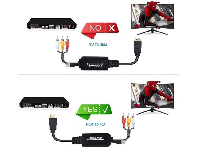 HDMI to RCA, KEHIPI HDMI to RCA Converter Adapter, 1080P HDMI to AV 3RCA CVBs Composite Video Audio Supports NTSC for PC, Laptop, HDTV, DVD, VHC VCR