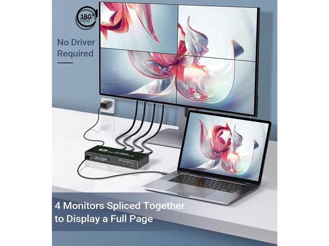 KEHIPI 2x2 HDMI Video Wall Controller, 1080P@60Hz HDMI DVI TV Wall Processor with Audio Out, 4K HDMI Video Image Processor with RS232, Support 180°...