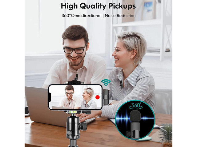 KEHIPI Wireless Lavalier Stand Microphone for: 2 clip-on microphones for mobile video recording, professional Lav microphone for YouTube ...