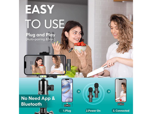 KEHIPI Wireless Lavalier Stand Microphone for: 2 clip-on microphones for mobile video recording, professional Lav microphone for YouTube ...