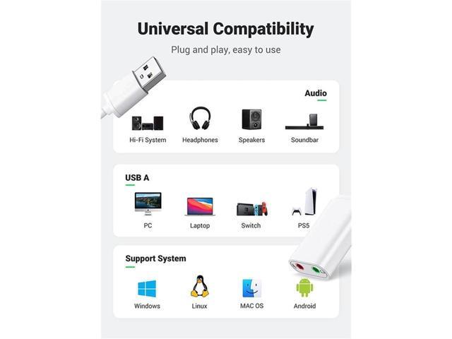 USB to Audio Jack Sound Card Adapter,KEHIPI with Dual TRS 3-Pole 3.5mm Headphone and Microphone USB to Aux 3.5mm External Audio Converter for...