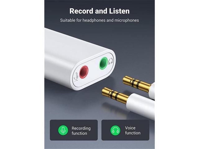 USB to Audio Jack Sound Card Adapter,KEHIPI with Dual TRS 3-Pole 3.5mm Headphone and Microphone USB to Aux 3.5mm External Audio Converter for...