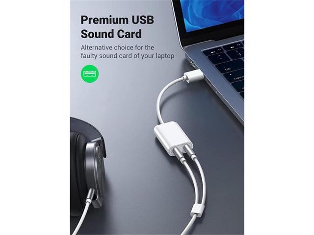 USB to Audio Jack Sound Card Adapter,KEHIPI with Dual TRS 3-Pole 3.5mm Headphone and Microphone USB to Aux 3.5mm External Audio Converter for...