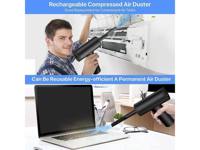 KEHIPI Compressed Air Duster, 102000RPM Electric Air Duster & Vacuum Cleaner 2 in 1 Rechargeable 7800mAh Cordless, Keyboard and Computer Cleaner,...