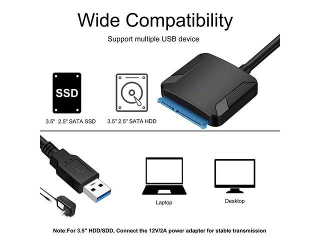 KEHIPI USB 3.0 to SATA Adapter Cable for 2.5' 3.5' SSD/HDD Drives, SATA to USB 3.0 External Converter 22 pin Hard Drive Connector USB 3.0 to SATA...