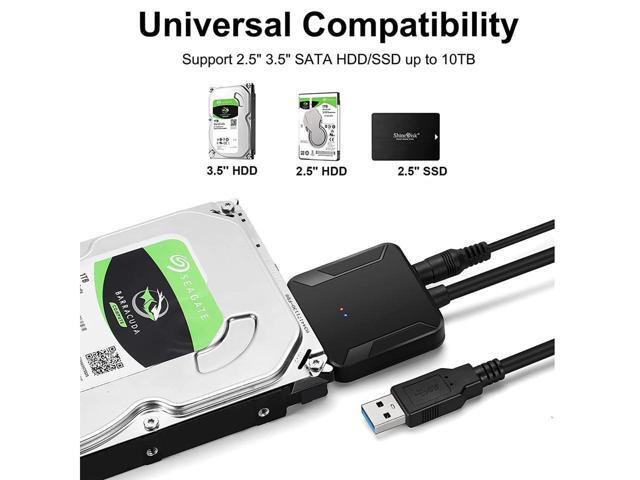 KEHIPI USB 3.0 to SATA Adapter Cable for 2.5' 3.5' SSD/HDD Drives, SATA to USB 3.0 External Converter 22 pin Hard Drive Connector USB 3.0 to SATA...