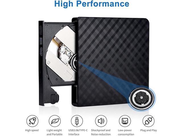 KEHIPI External CD DVD Drive / Burner USB 3.0 with Type-C Portable CD DVD - / + RW Burner and DVD / CD Reader, Plug & Play / Low noise, Slim...