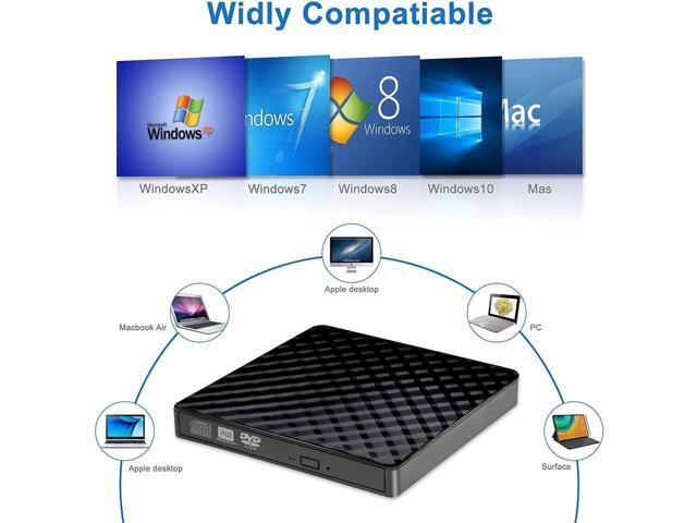 KEHIPI External CD DVD Drive / Burner USB 3.0 with Type-C Portable CD DVD - / + RW Burner and DVD / CD Reader, Plug & Play / Low noise, Slim...