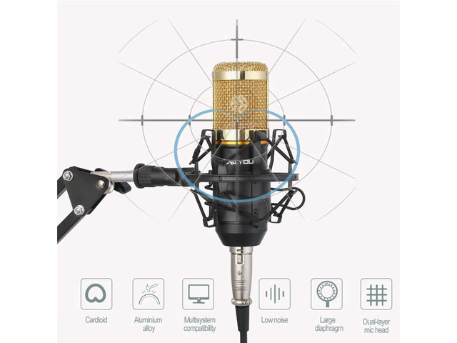 KEHIPI Condenser Microphone Bundle, Professional Cardioid Studio Condenser Mic Include Adjustable Suspension Scissor Arm Stand, Shock Mount and Pop...