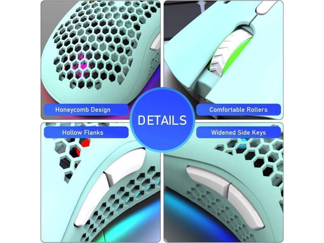 KEHIPI Wireless Lightweight Gaming Mouse Honeycomb with 7 Button Multi RGB Backlit Perforated Ergonomic Shell Optical Sensor Adjustable DPI...