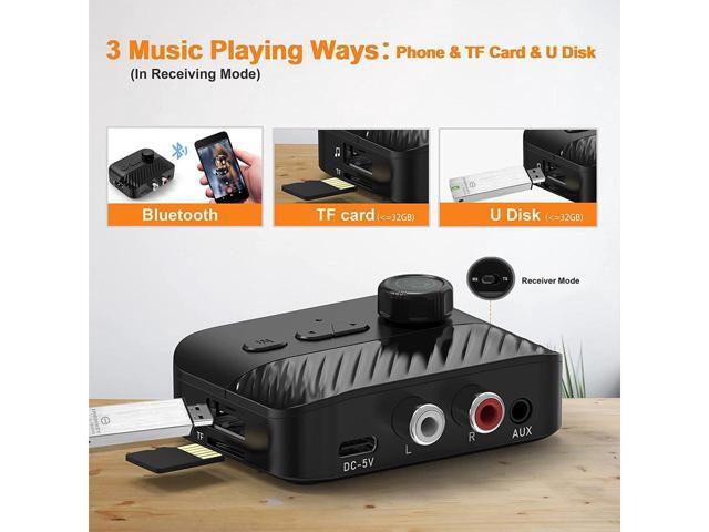 KEHIPI Bluetooth Transmitter Receiver - V5.3 Bluetooth Audio Receiver w/Display & Knob, 3.5mm AUX RCA Wireless Audio Adapter for Home...